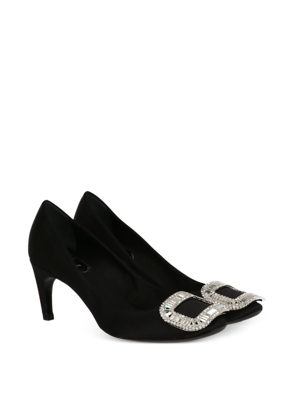 crystal-embellished satin-effect pumps - 2