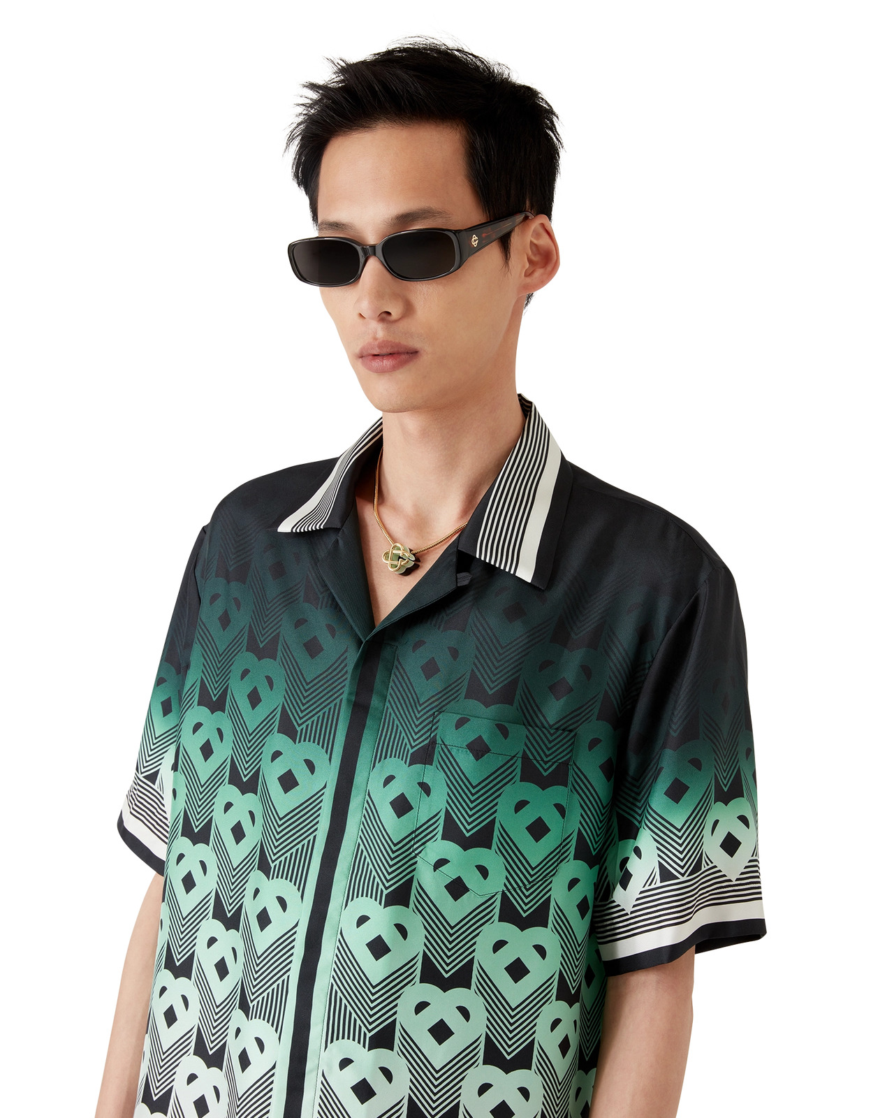 Gradient Monogram Silk Short Sleeve Shirt - 4