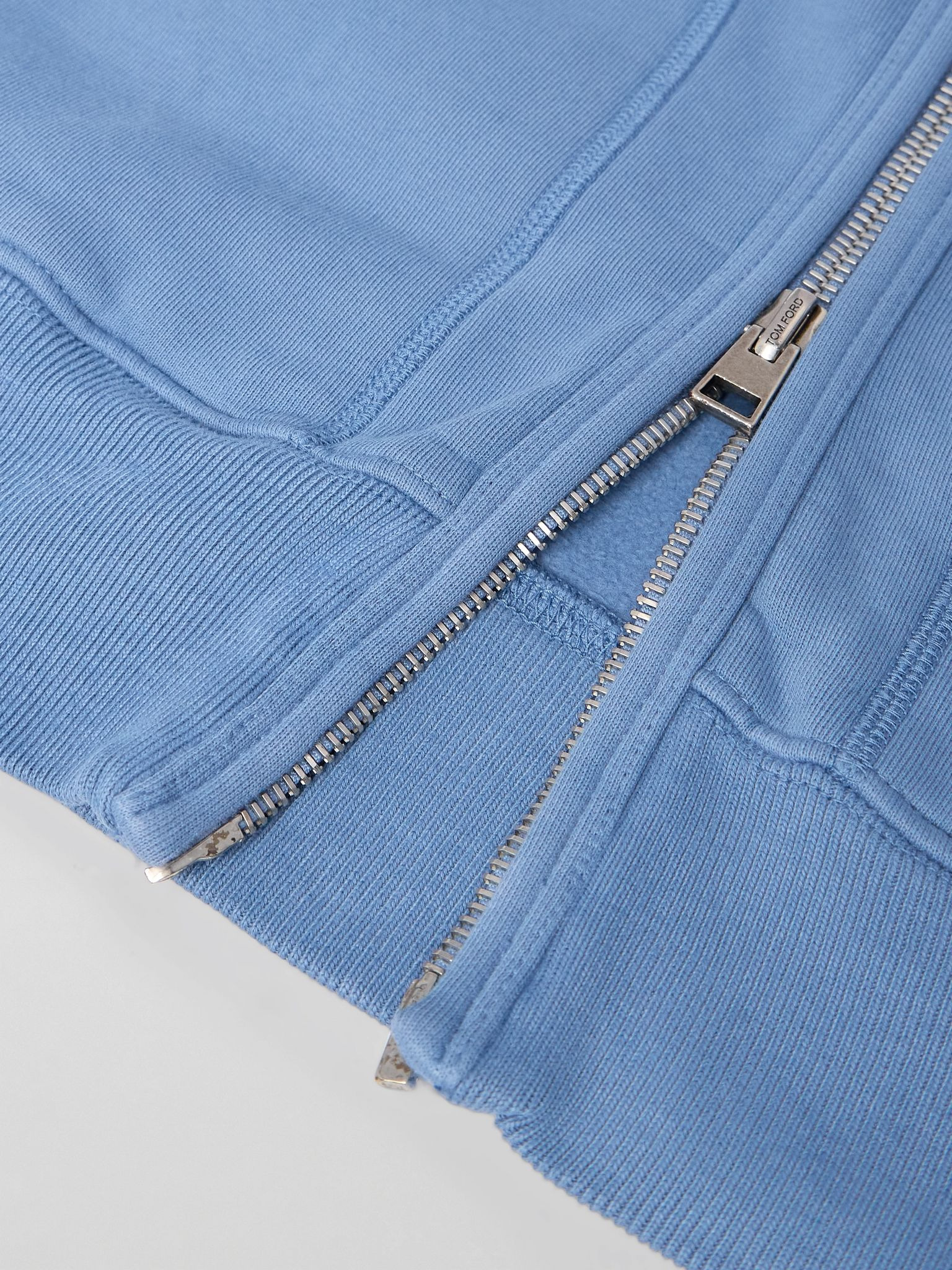 Slim-Fit Cotton-Jersey Zip-Up Hoodie Blue - 6