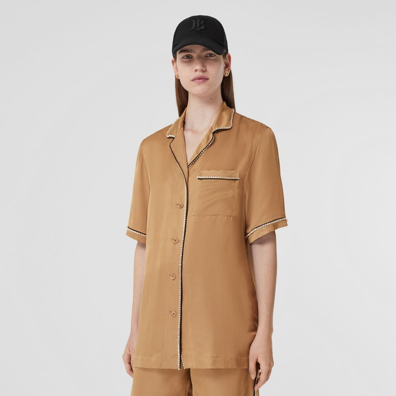 Burberry Crystal-embellished Silk Satin Blend Pyjama Shirt outlook