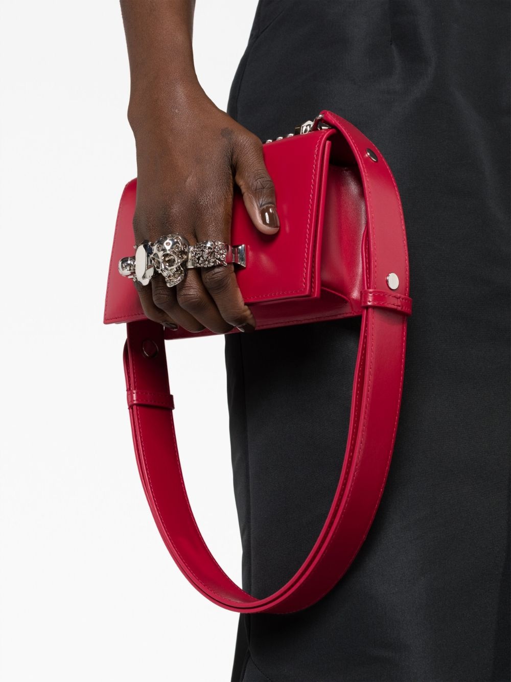 skull-motif leather shoulder bag - 3