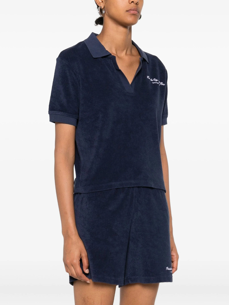 Sporty & Rich Sporty & Rich Embroidered Cotton Terry Polo Top outlook