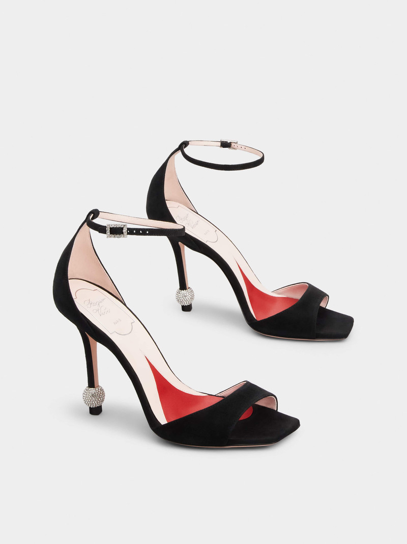 Roger Vivier Vivier Marlène Strass Sandals in Suede outlook