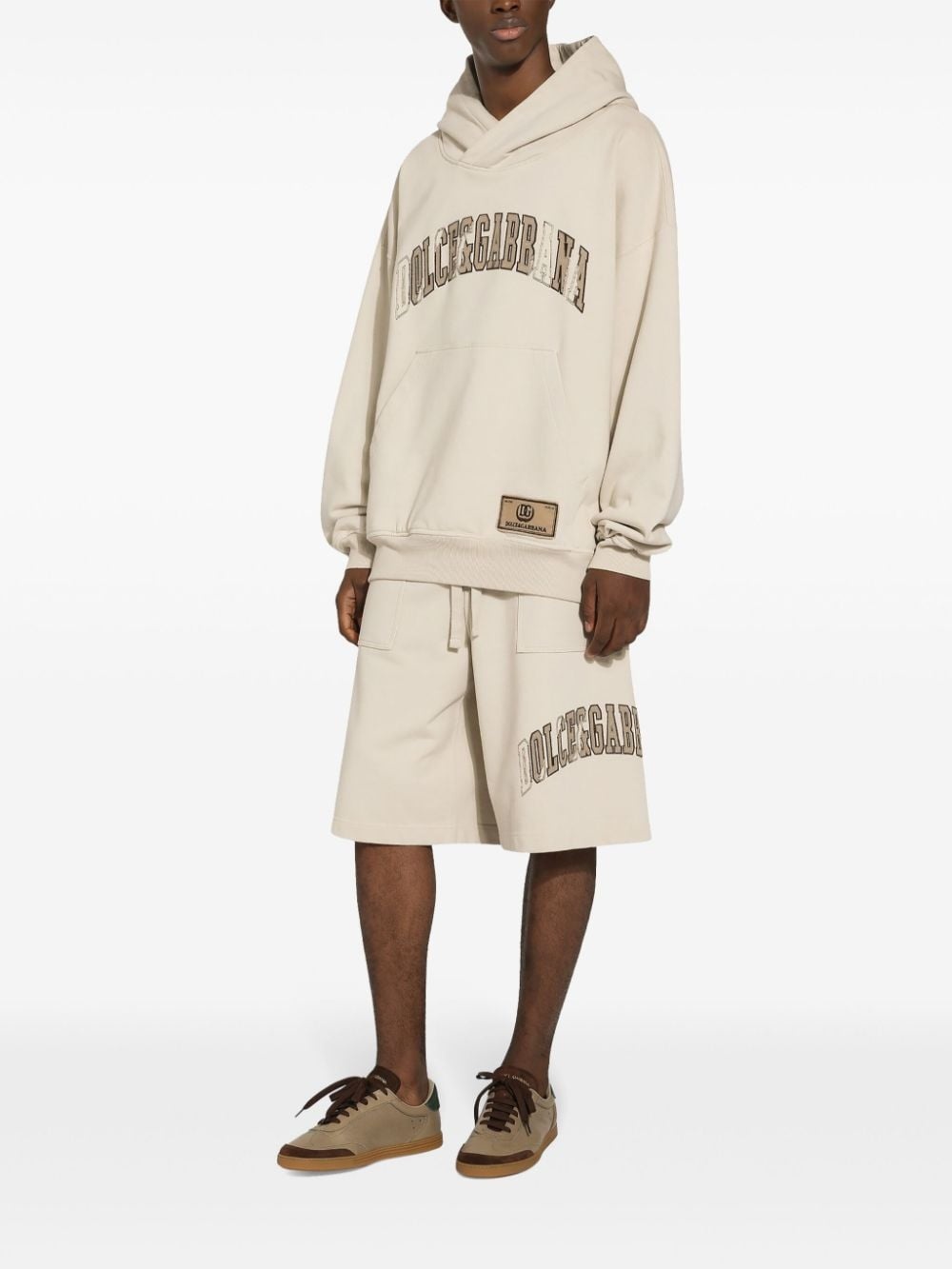 logo-embroidered cotton track shorts - 3