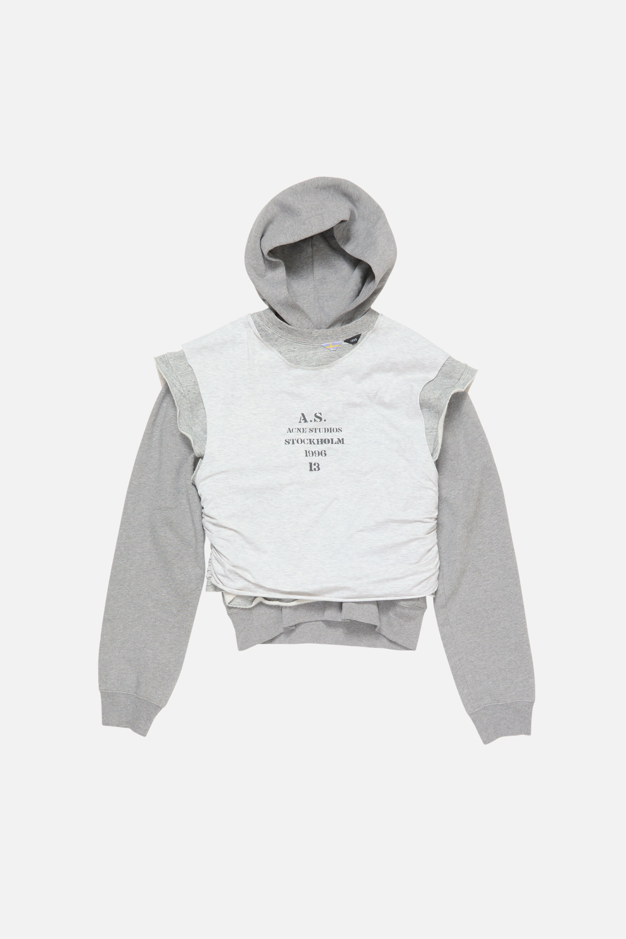 Layered hooded sweater - Grey Melange - 7