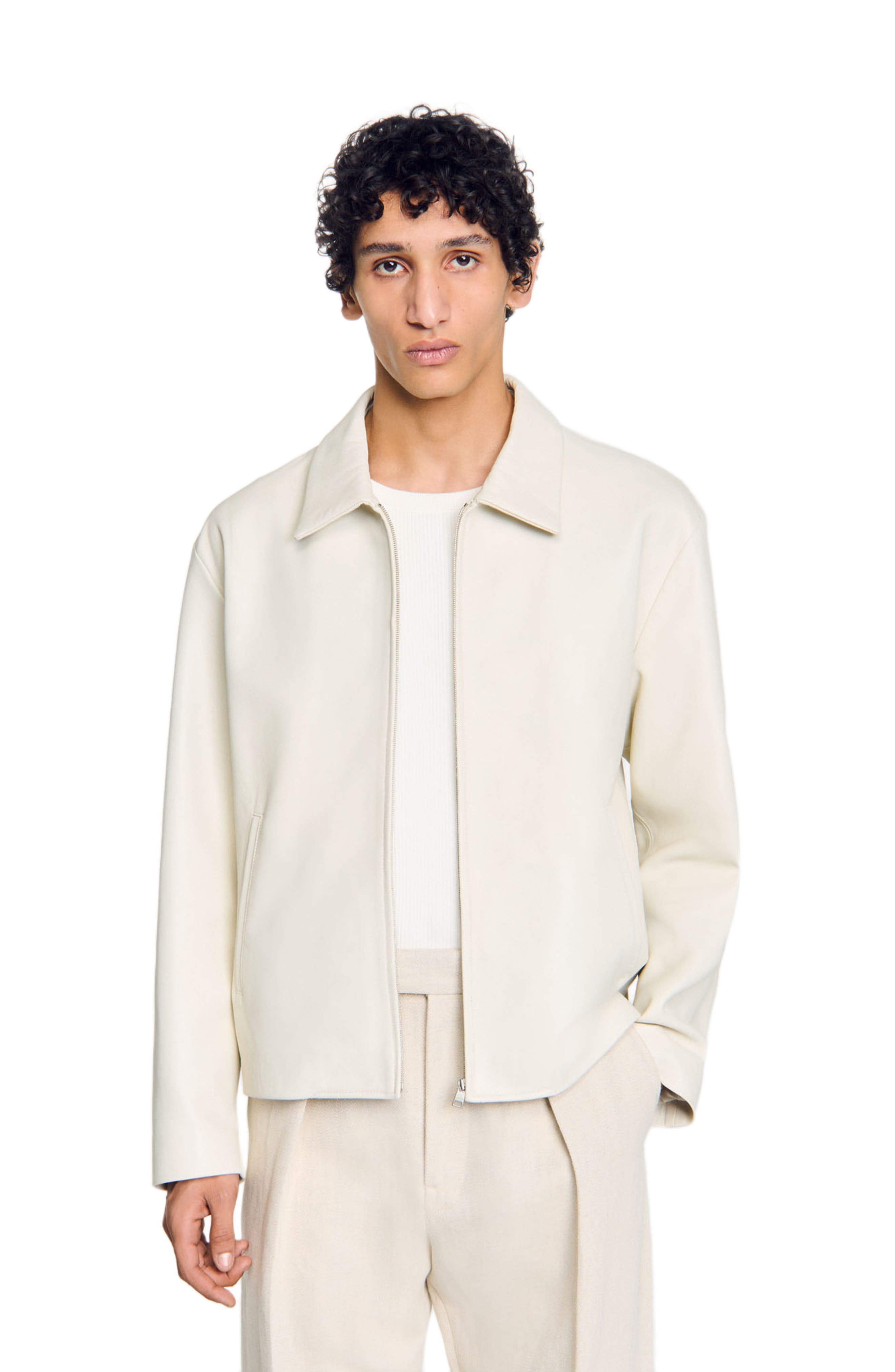 SANDRO Leather jacket in Aluminum at Nordstrom - 1