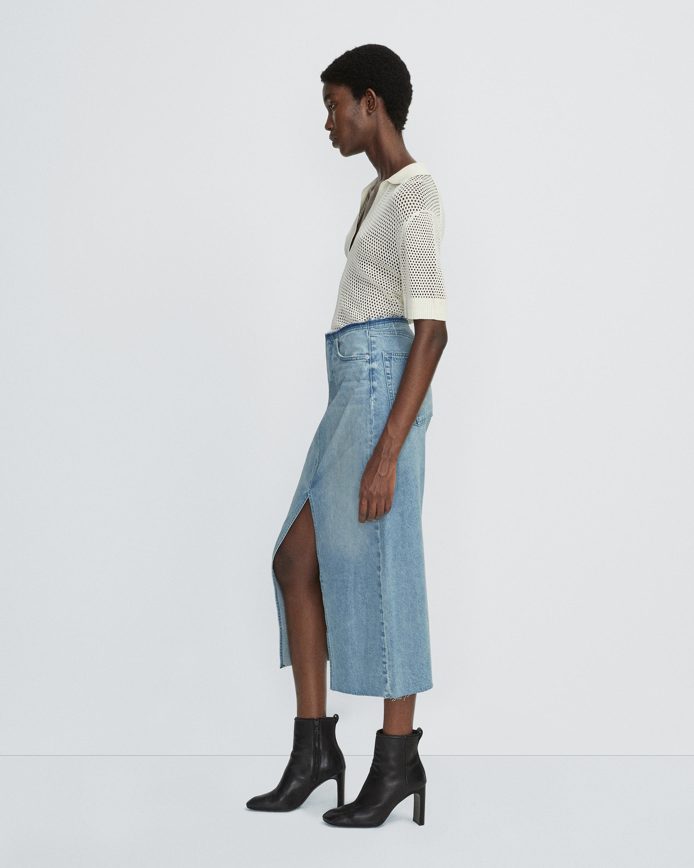 rag & bone Clara Denim Skirt Midi Skirt | REVERSIBLE