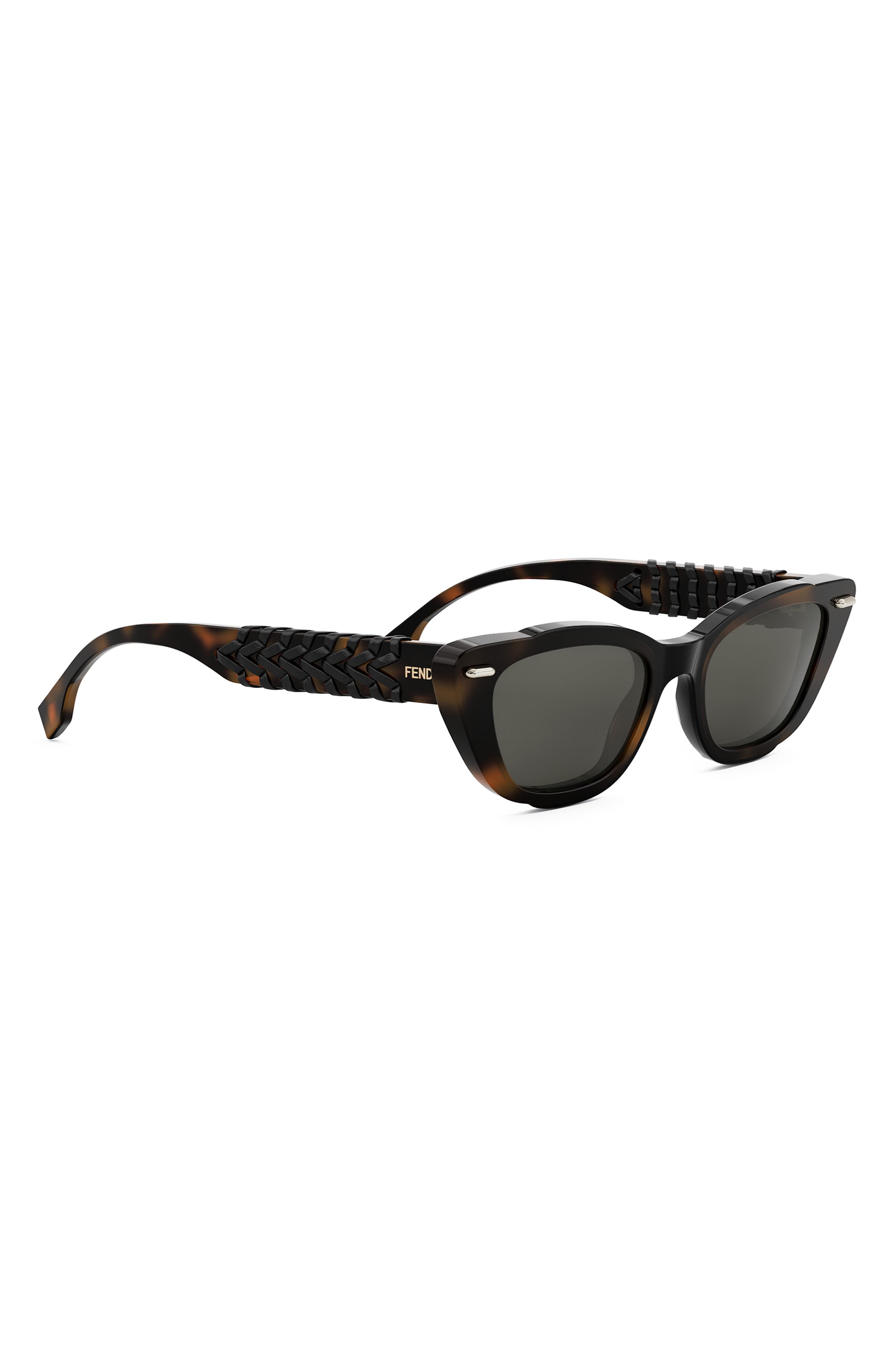 Fendi Interlace Cat Eye Sunglasses in Blonde Havana /Smoke at Nordstrom - 8