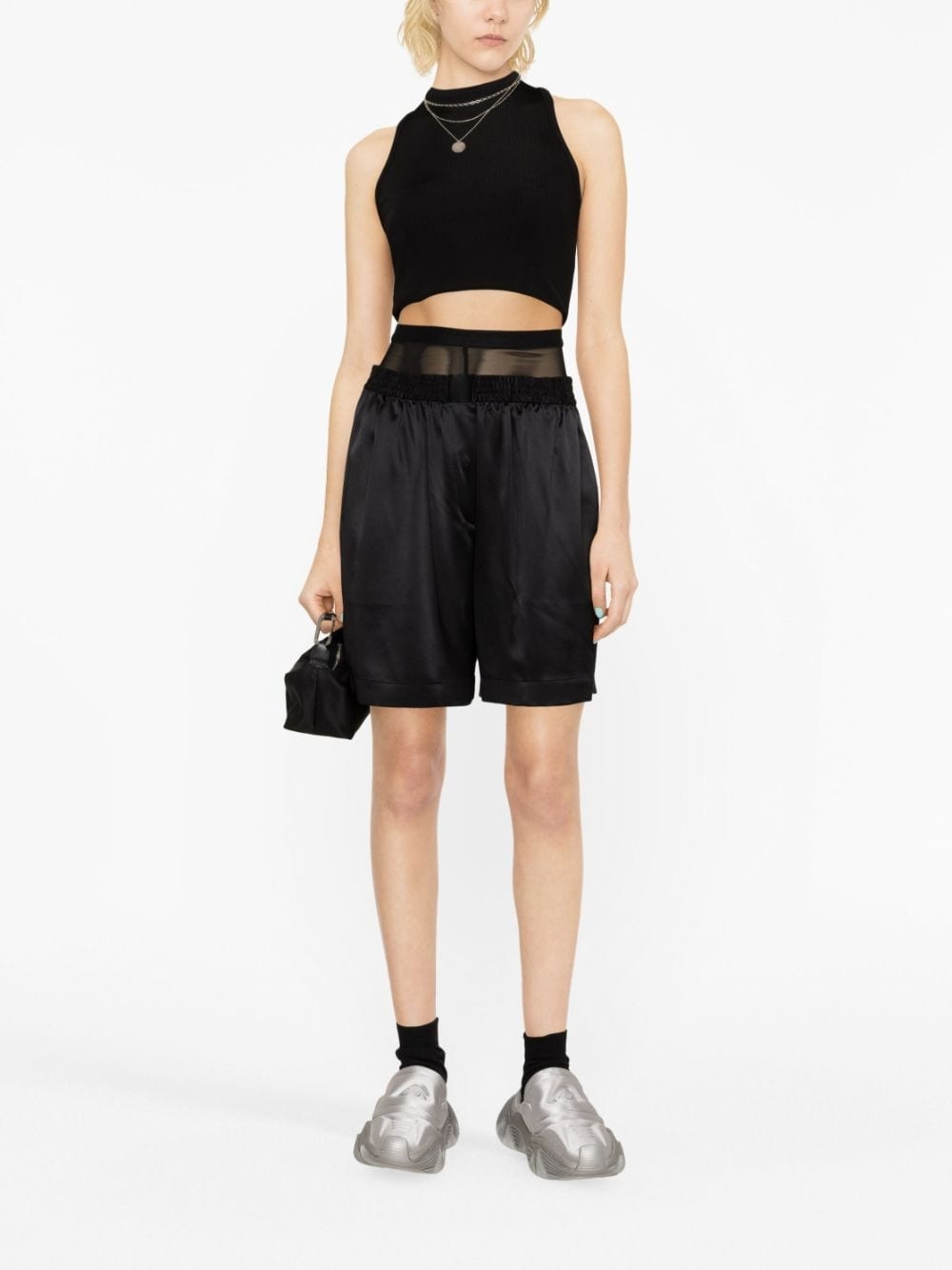layered silk-charmeuse boxer shorts - 2