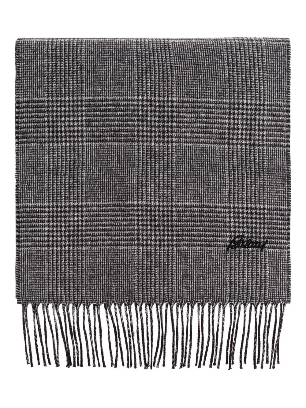houndstooth-pattern fringed scarf - 1