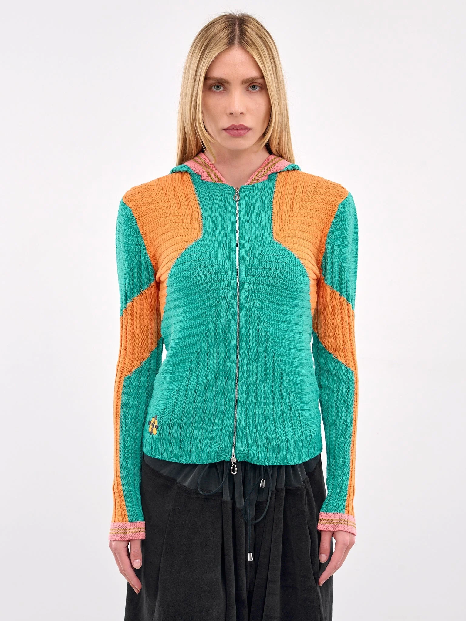 Rib-Knit Zip Hoodie - 1