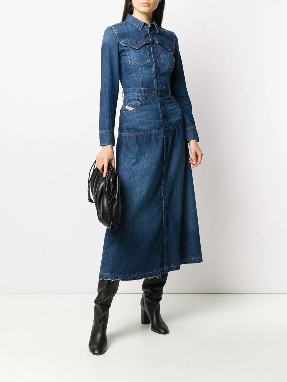 denim mid-length dress - 2