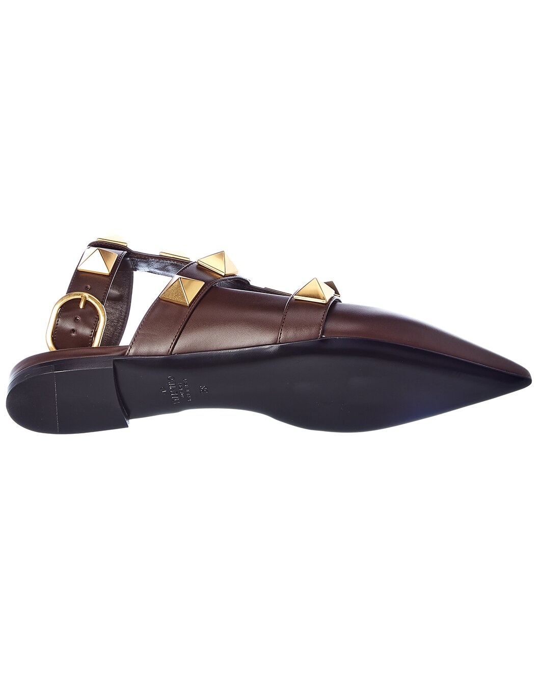 Valentino Roman Stud Leather Ankle Strap Flat - 4