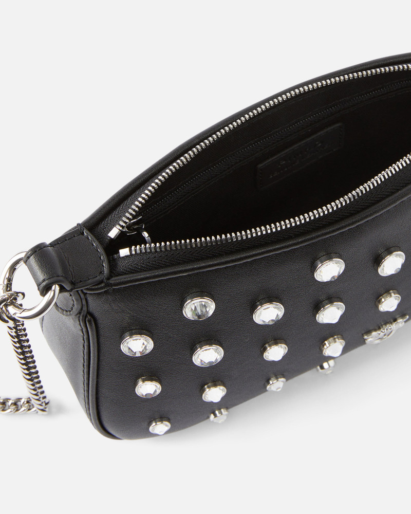 MINI HALF MOON LEATHER SHOULDER BAG WITH RHINESTONES 4