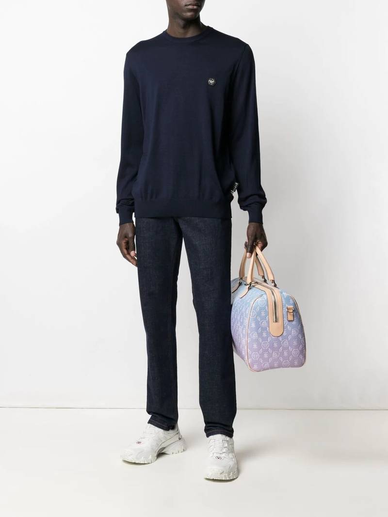 PHILIPP PLEIN logo patch crew-neck jumper outlook