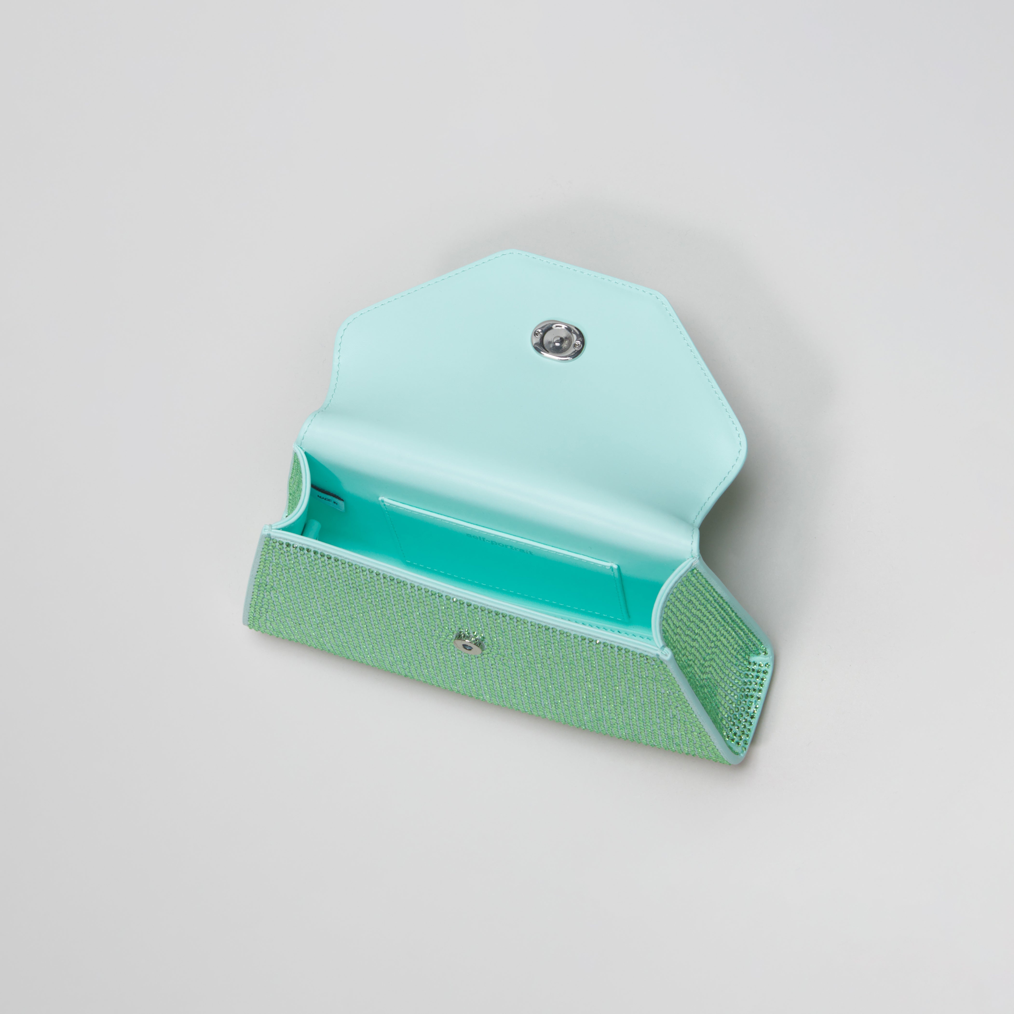 Aqua Rhinestone Bow Mini Shoulder Bag - 4