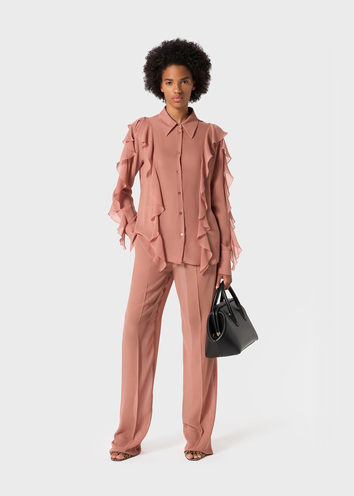 SILK SHIRT WITH RUFFLES - 2