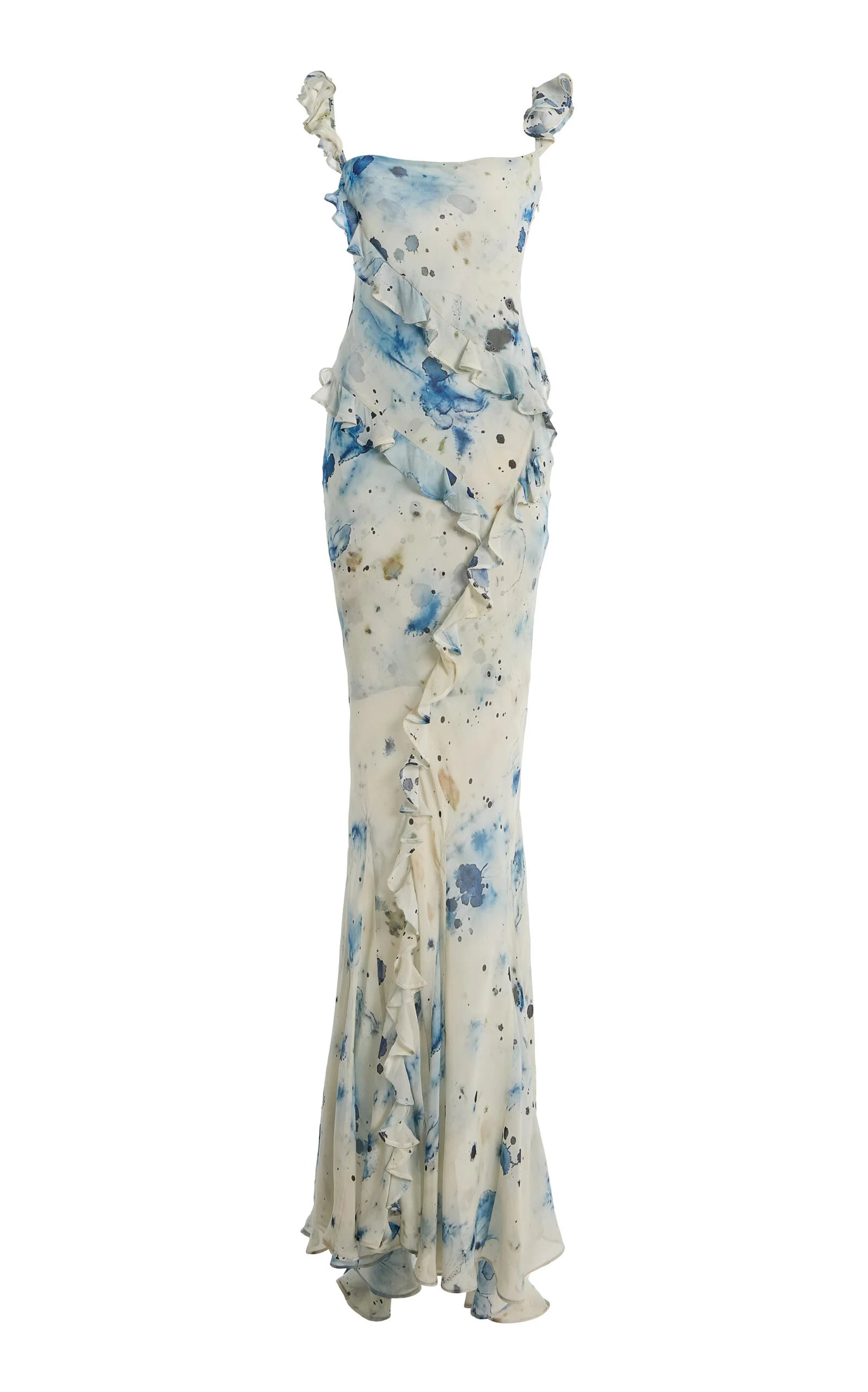 Romantic Ruffled Silk Maxi Dress print - 1
