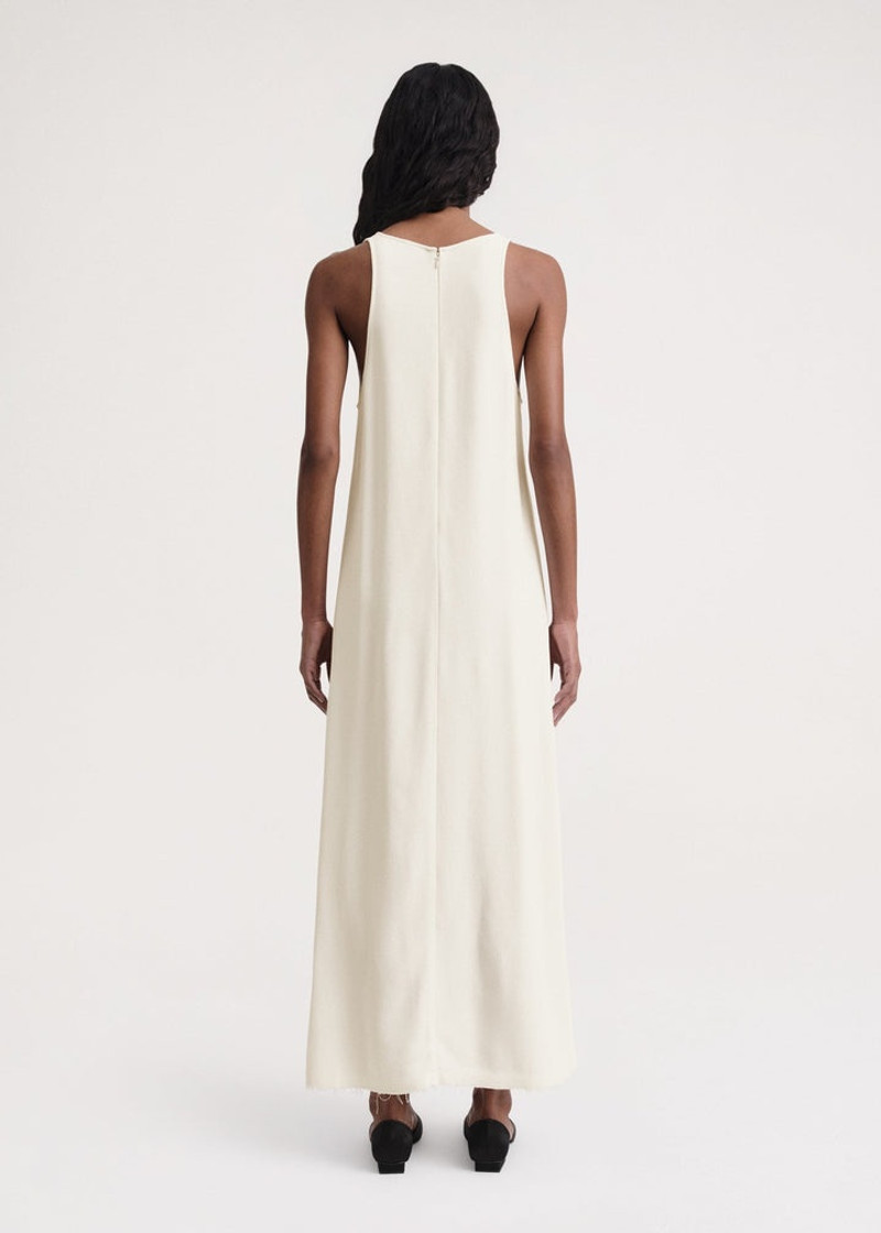 Scoop-neck sablé dress macadamia 4