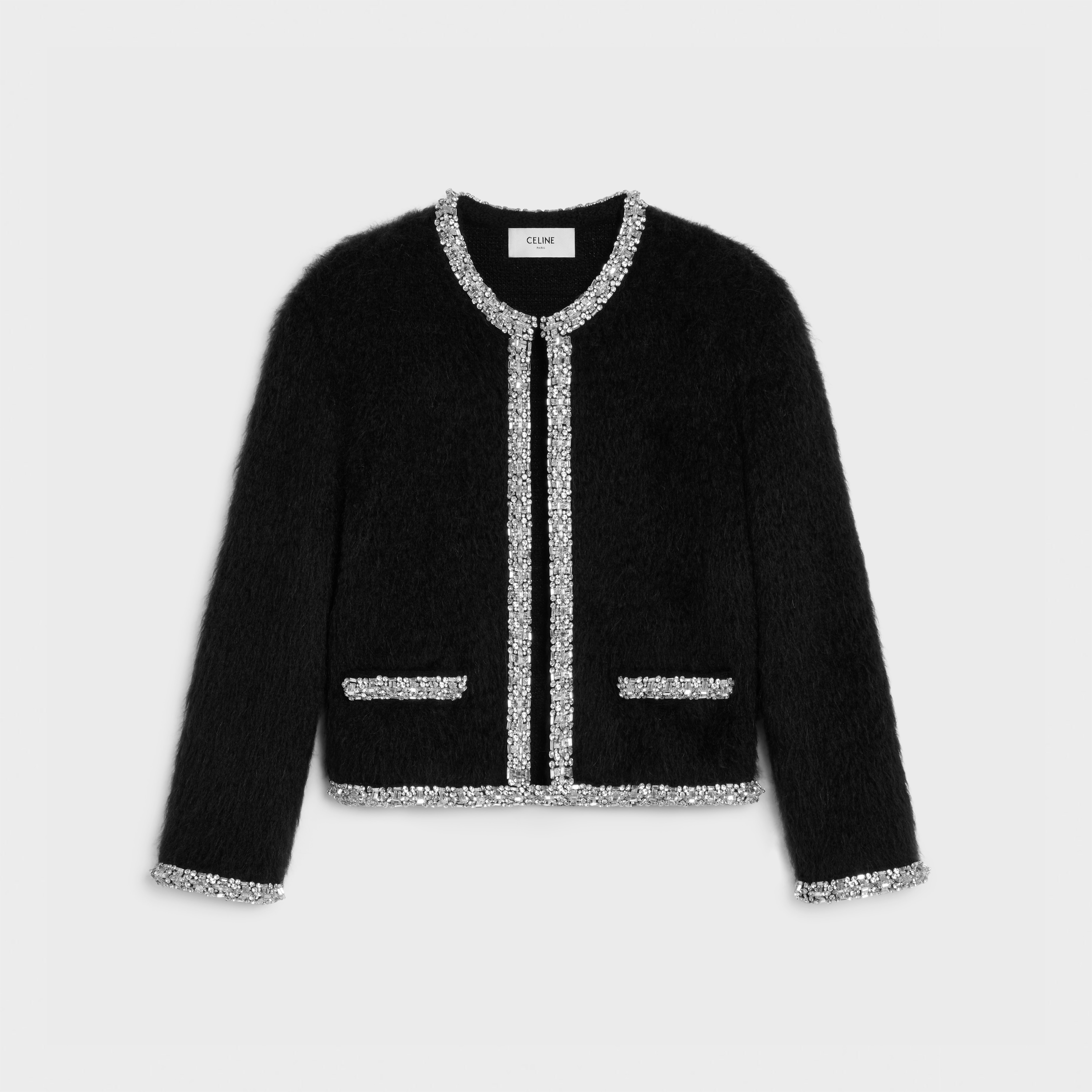 embroidered cardigan in brushed mohair - 1