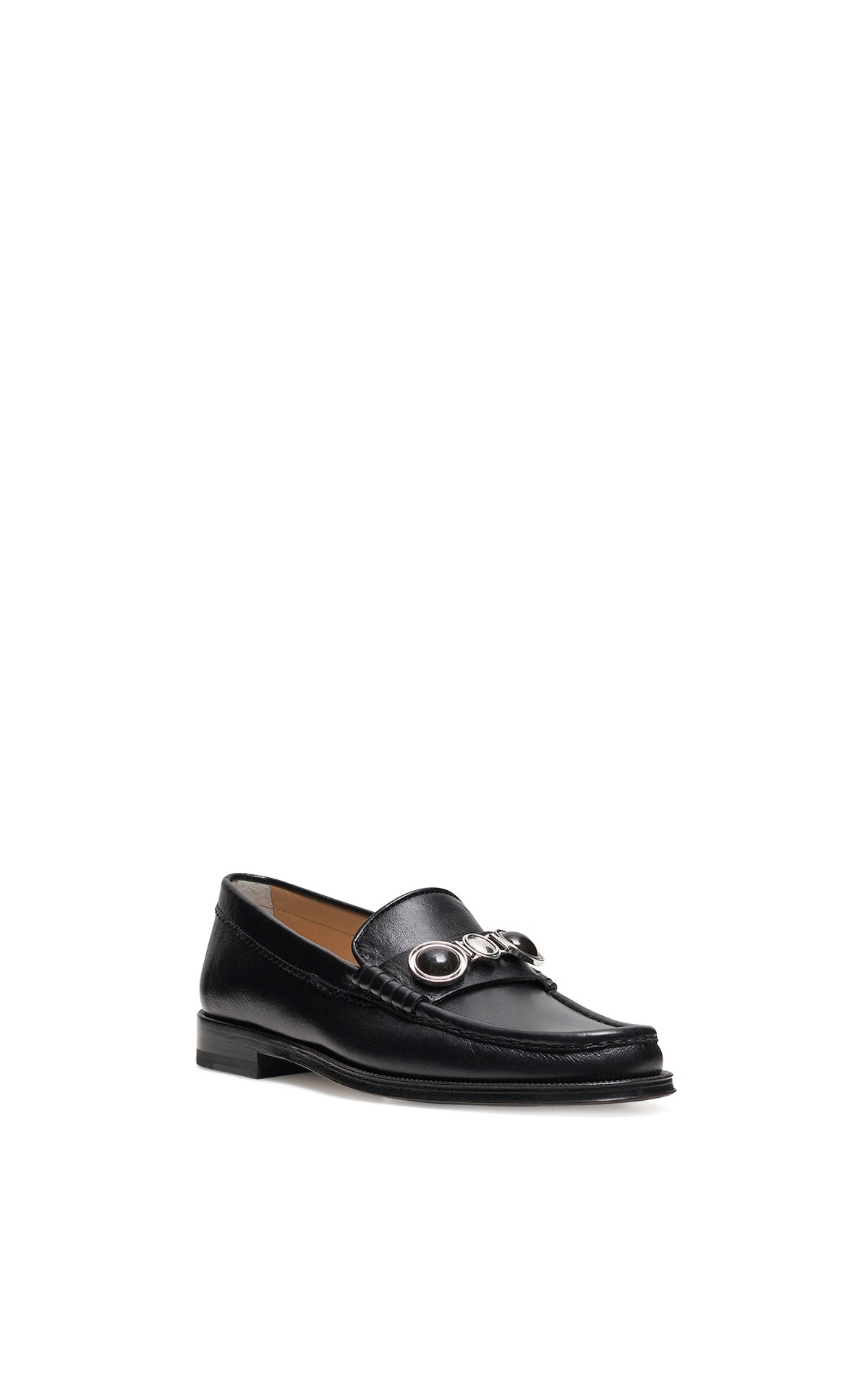 Melchora Stone Loafer in Black Leather - 2