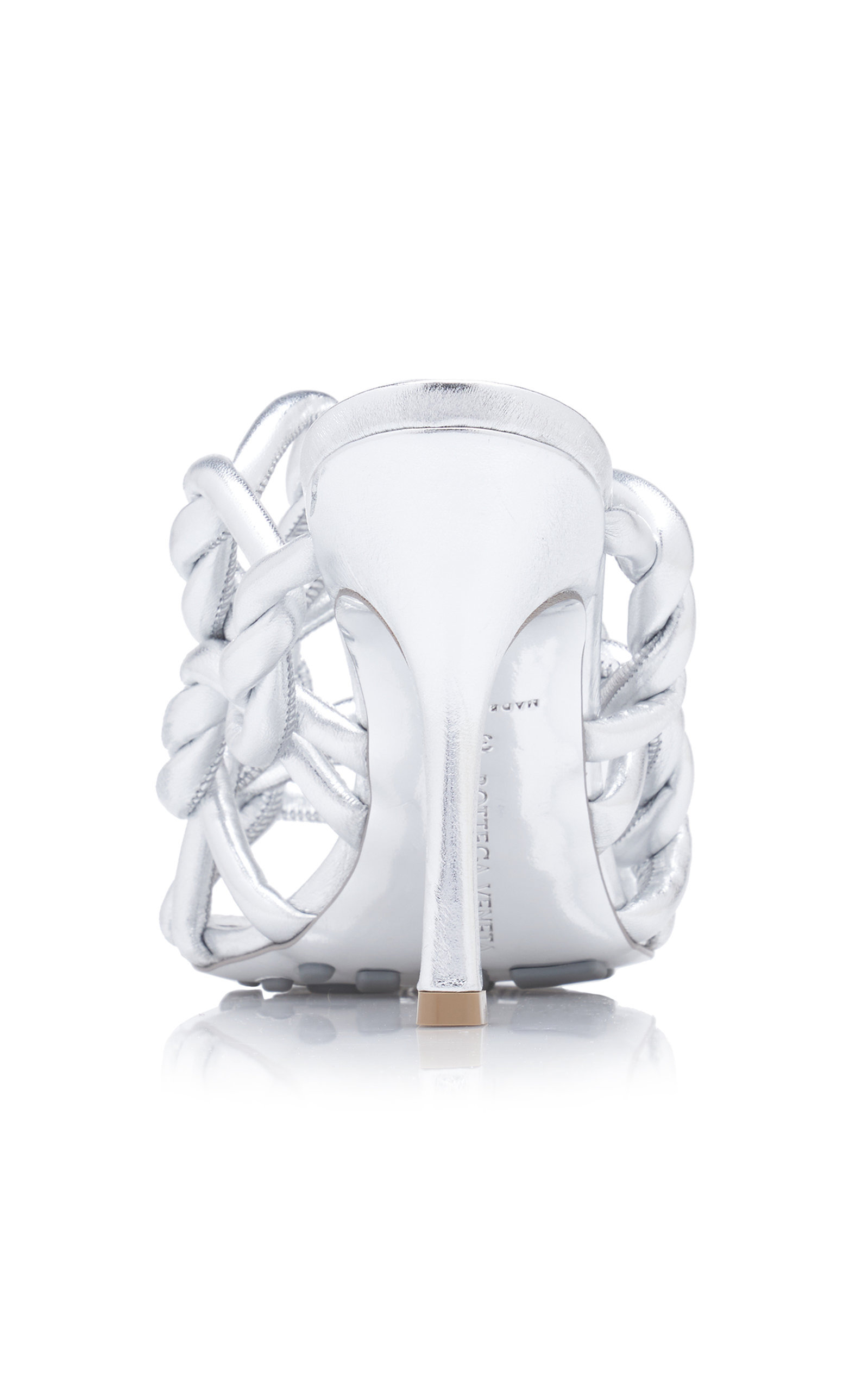 Stretch Metallic Leather Sandals silver - 5