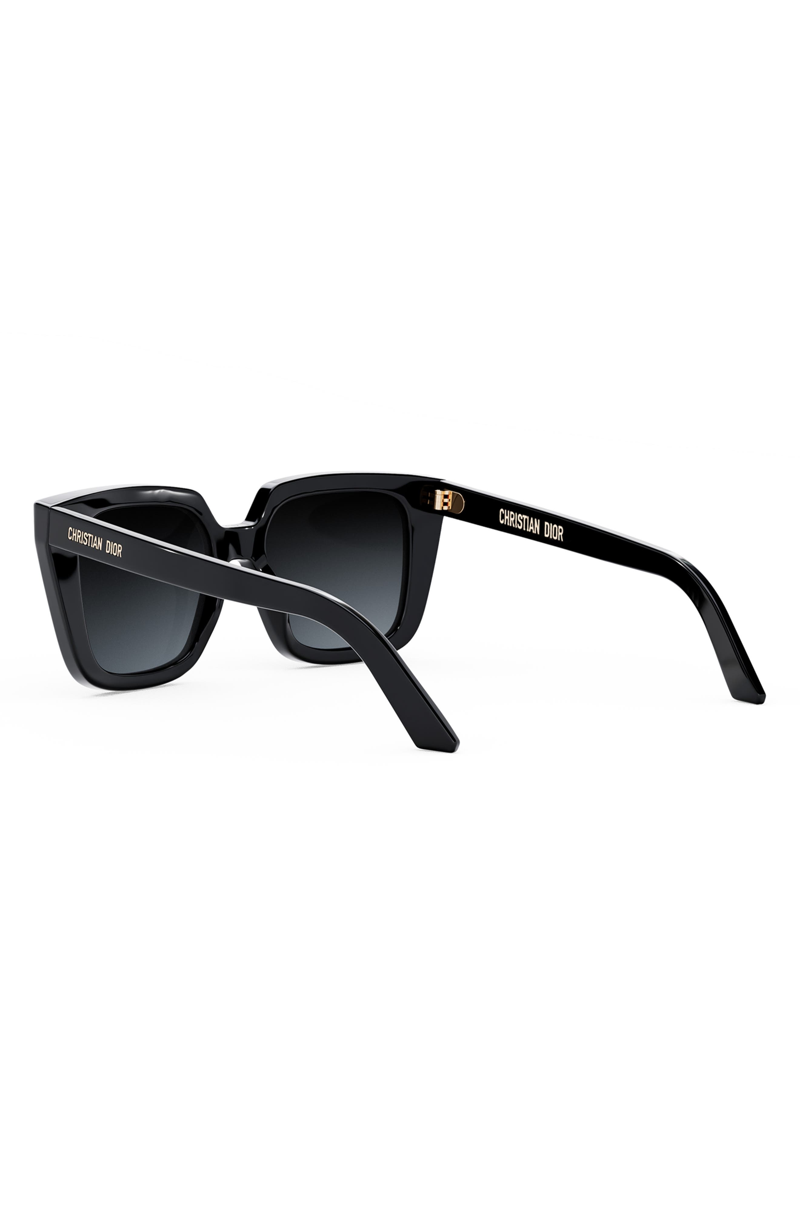 'DiorMidnight S1I 53mm Square Sunglasses in Shiny Black /Gradient Smoke at Nordstrom - 4