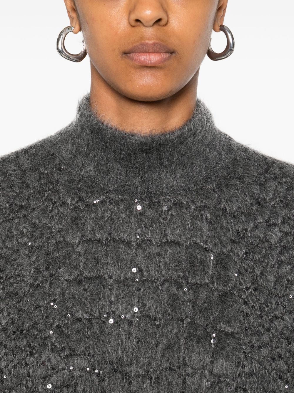 sequin-embellished high-neck dress - 5