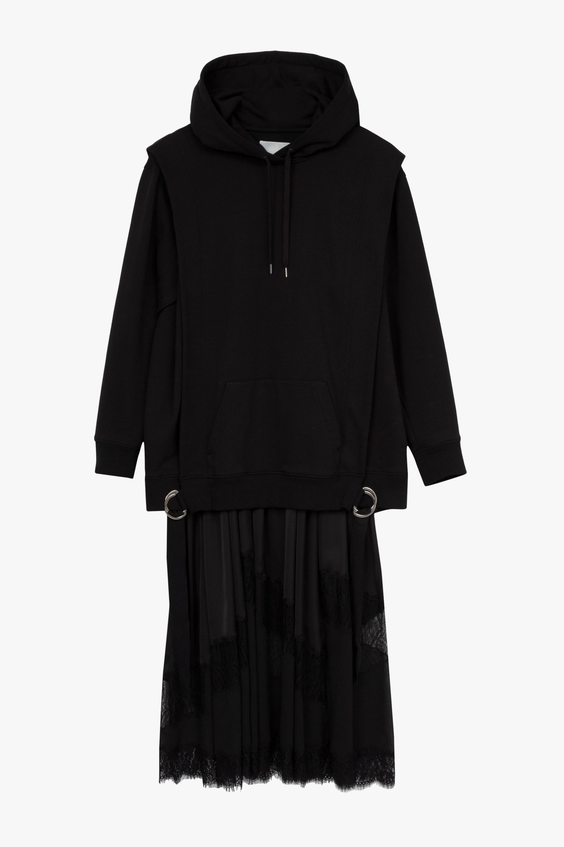 Lace Trim Hoodie Dress - 6
