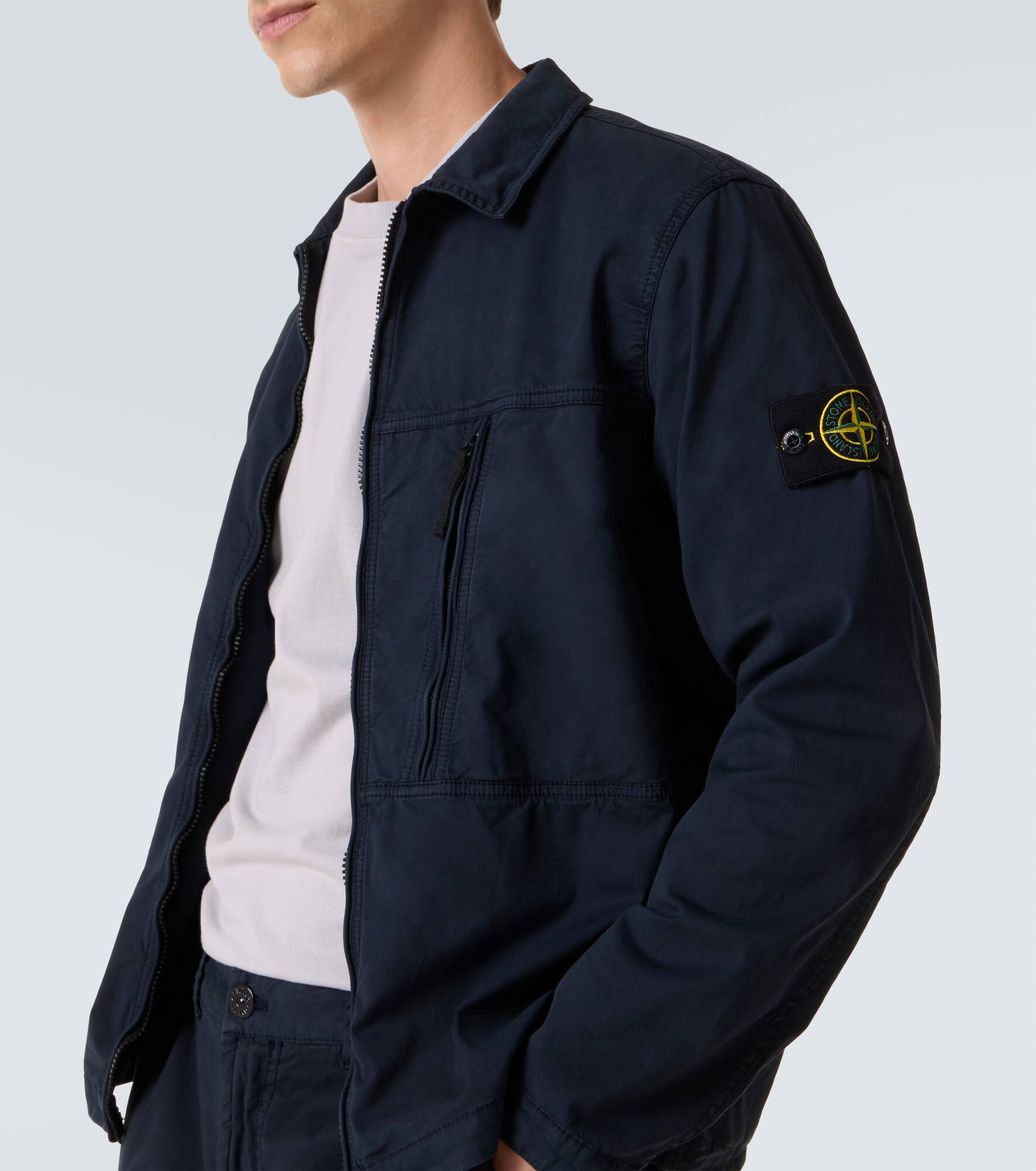 Cotton-blend twill zip-up overshirt - 5
