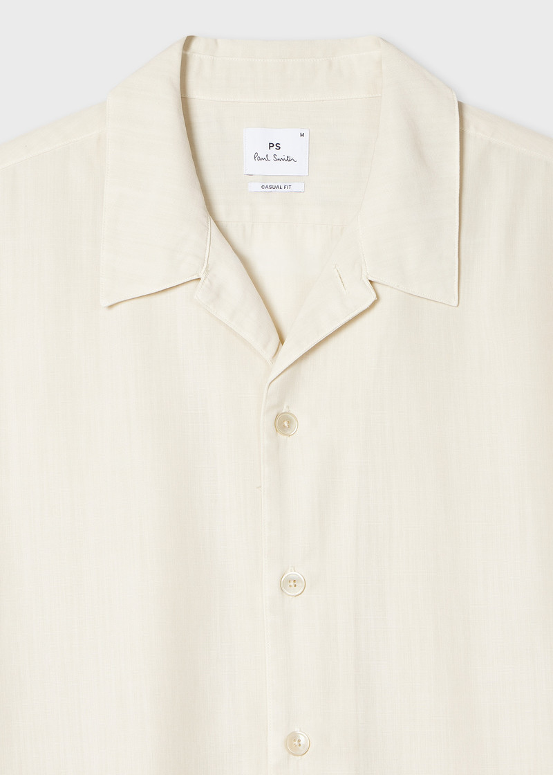 Paul Smith Ecru Lyocell-Cotton Floral Trim Short-Sleeve Shirt outlook