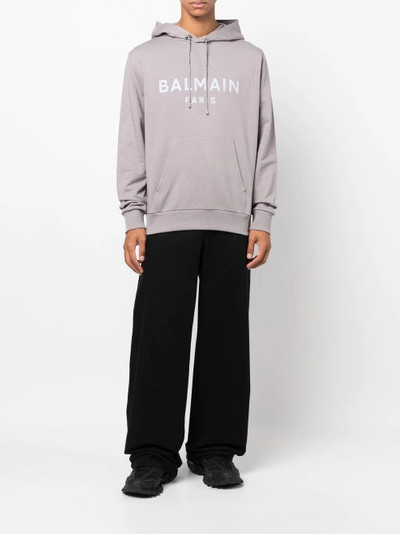 Balmain logo-print drawstring hoodie outlook