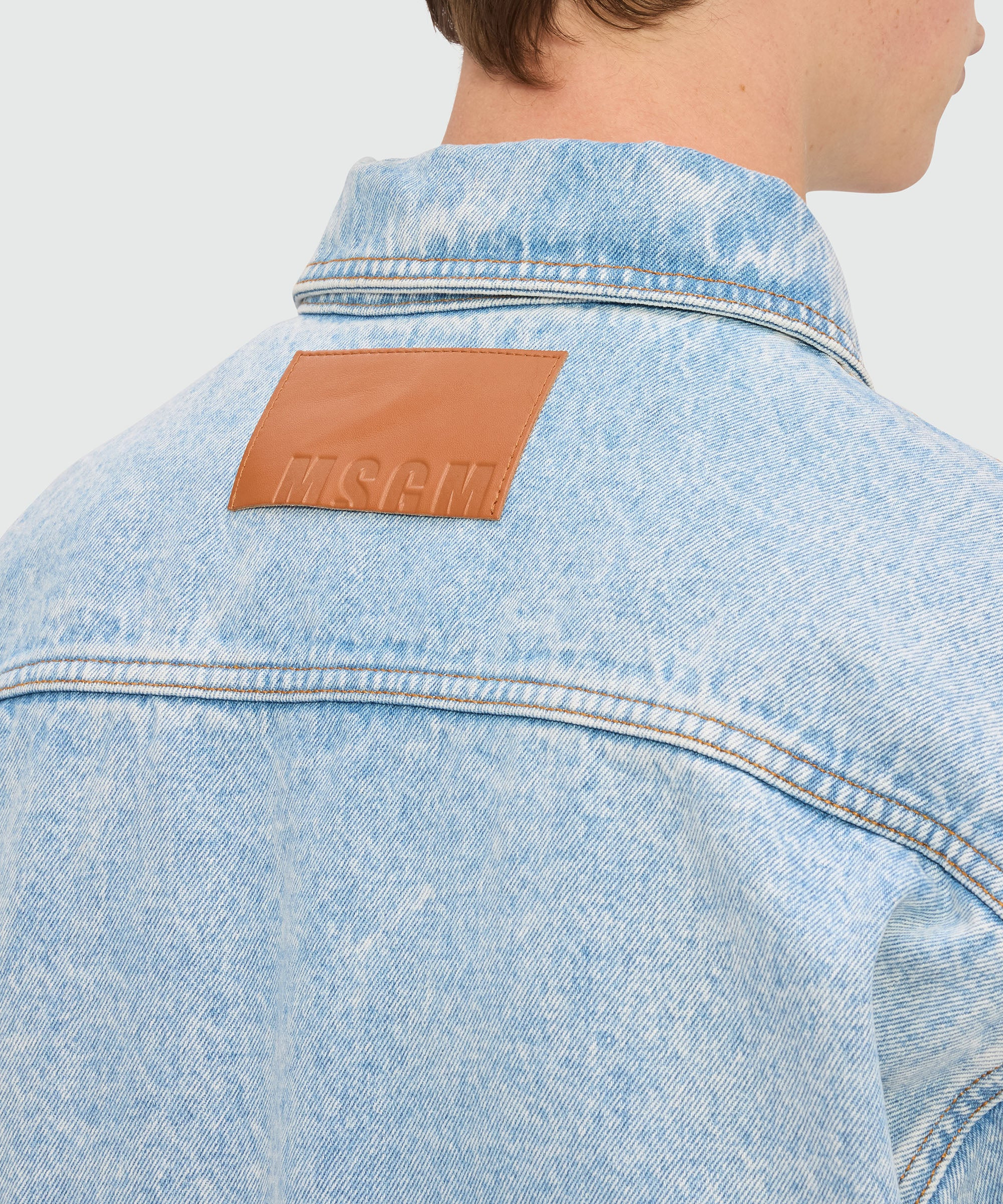 Light blue marbled denim shirt - 5