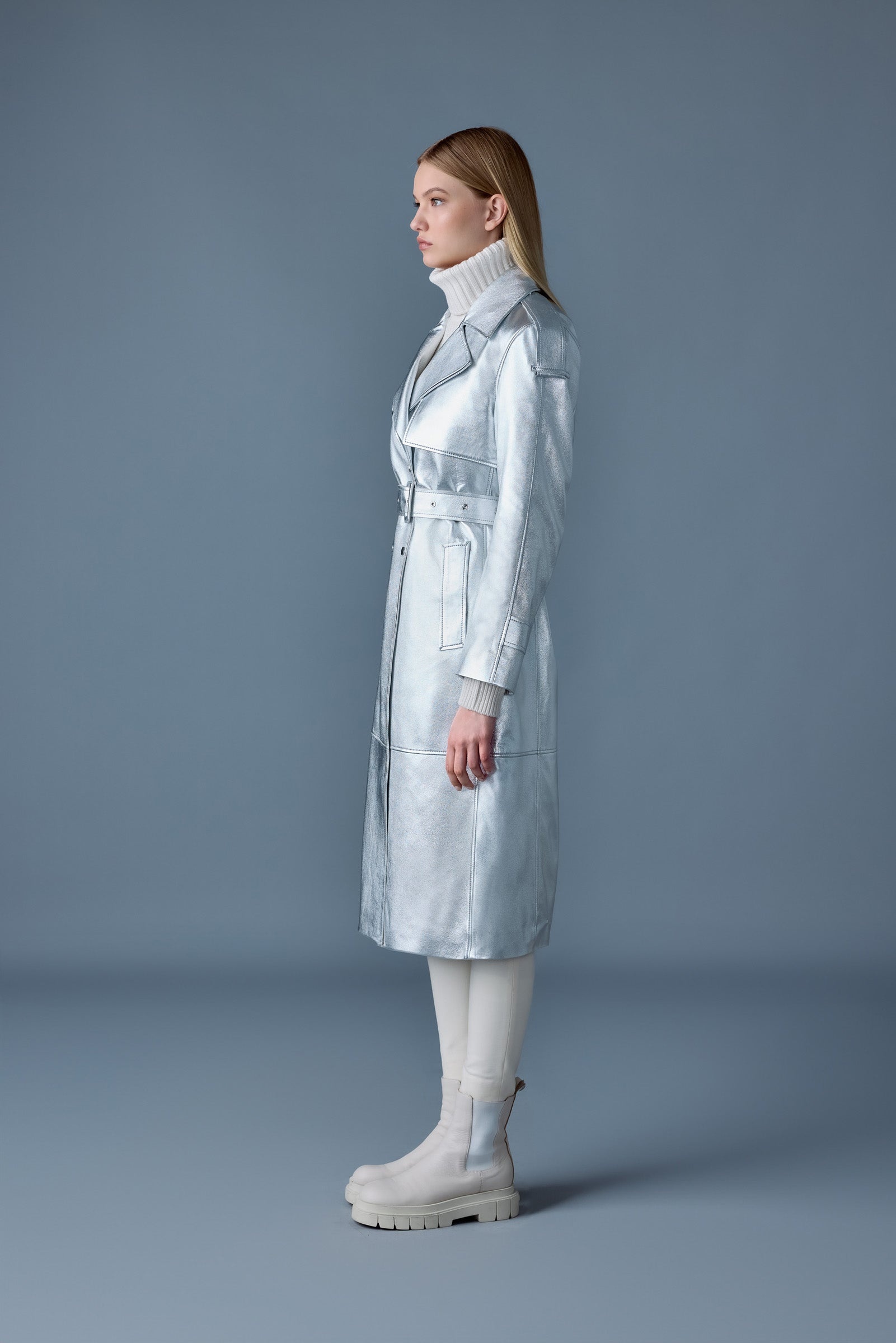 CARMELA-M Metallic laminate leather trench - 3