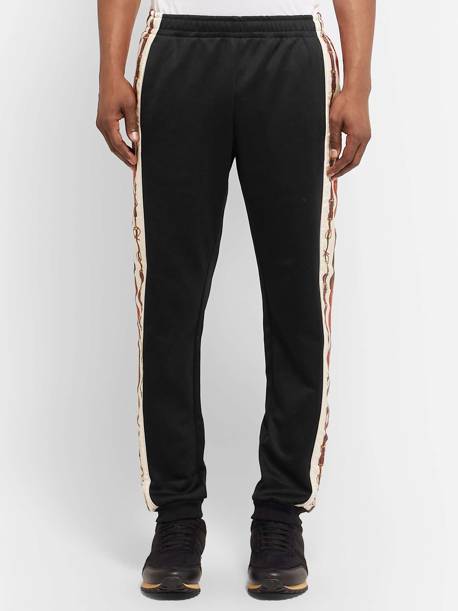 Slim-Fit Tapered Printed Silk-Trimmed Jersey Track Pants - 4