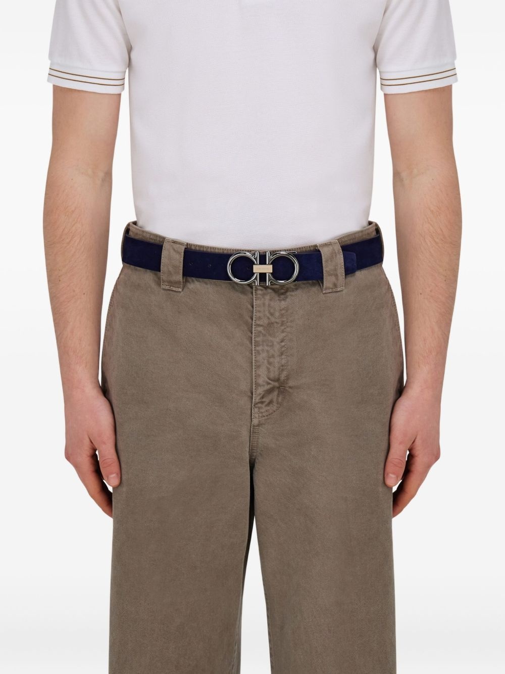 Gancini suede buckle belt - 3