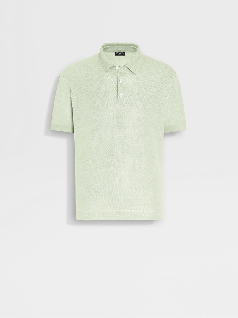 LIGHT AQUA GREEN ZEGNA SILK POLO SHIRT 1