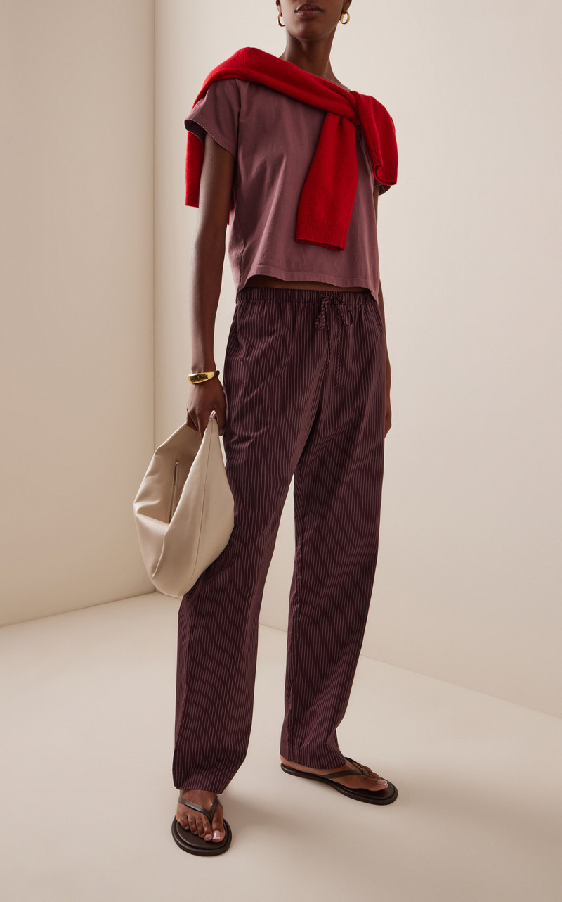 LESET Yoshi Striped Cotton-Blend Drawstring Pants pink outlook