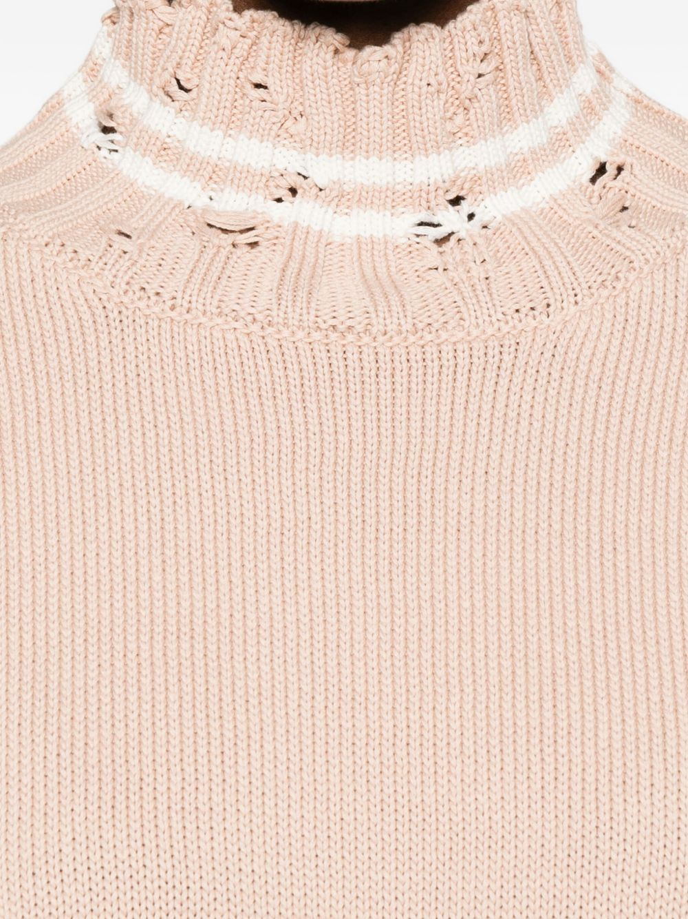 high-neck frayed knitted top - 5