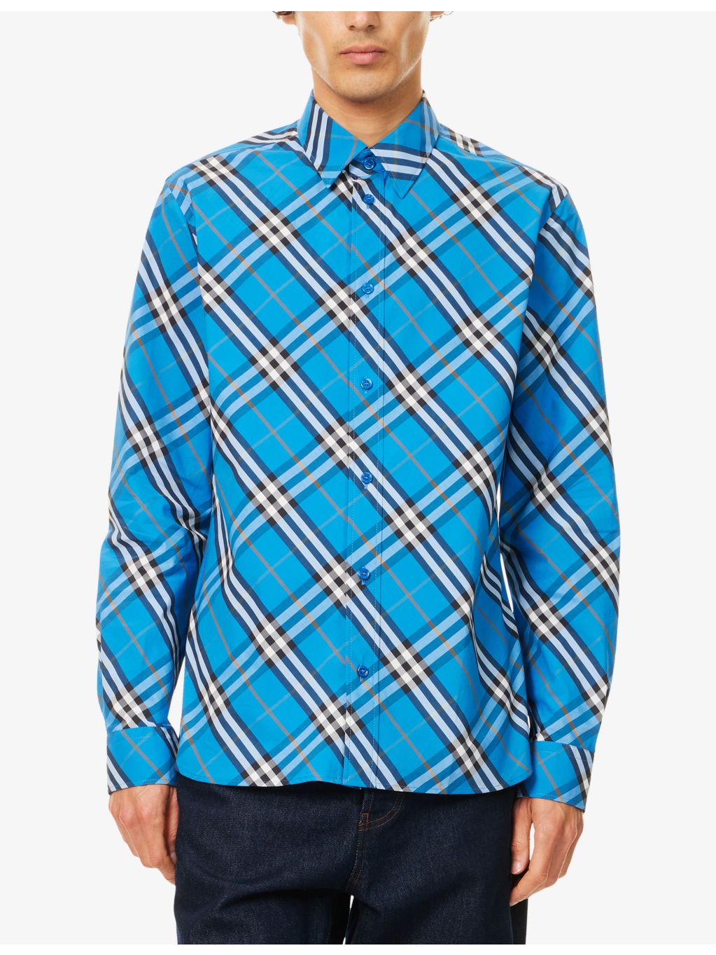 Check-Print Curved-Hem Cotton-Poplin Shirt - 3