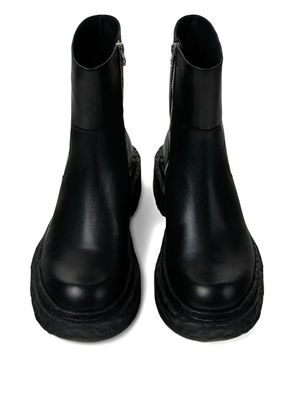 zip-detail textured  boots - 5