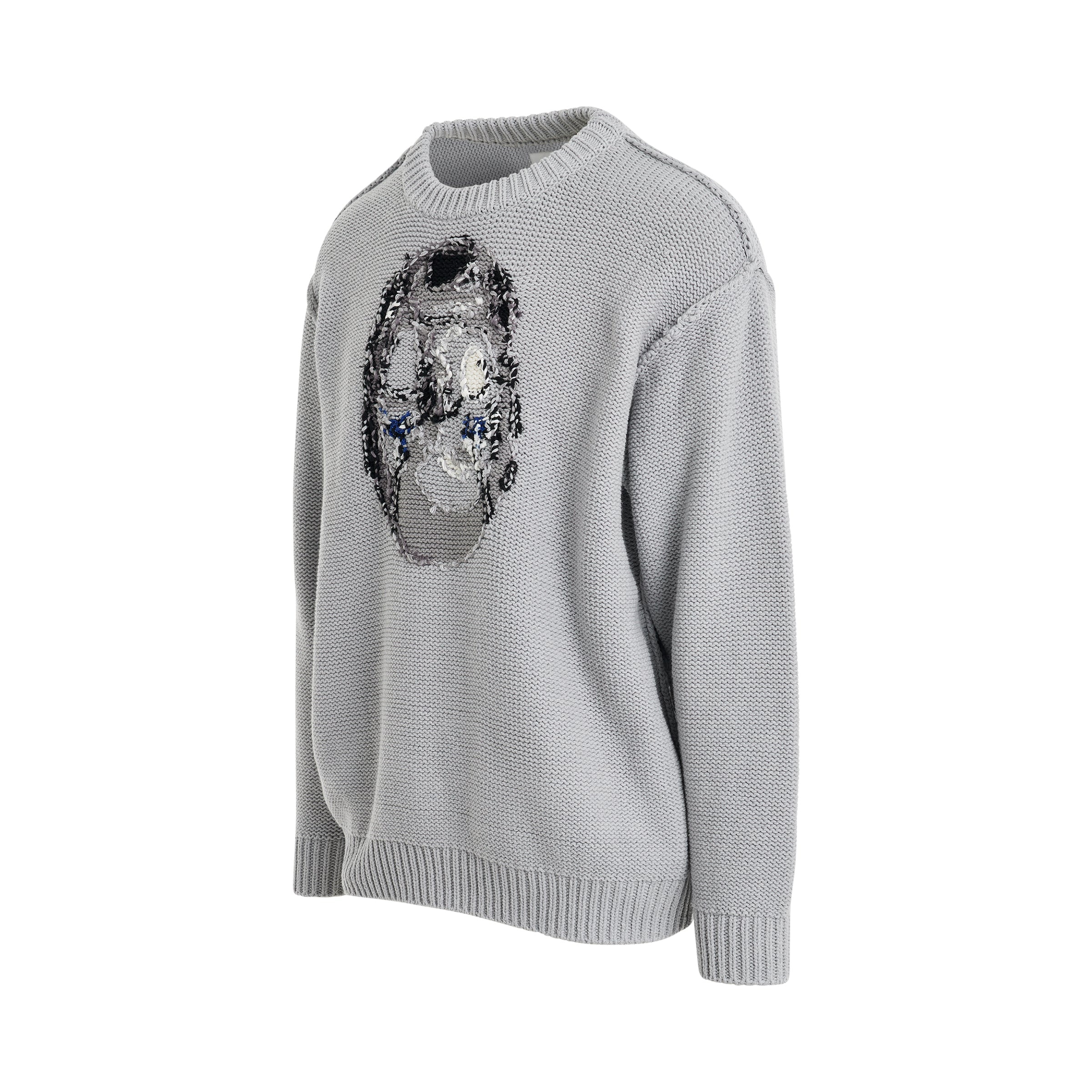 Hand-Knitting Jacquard Sweater in Grey - 2