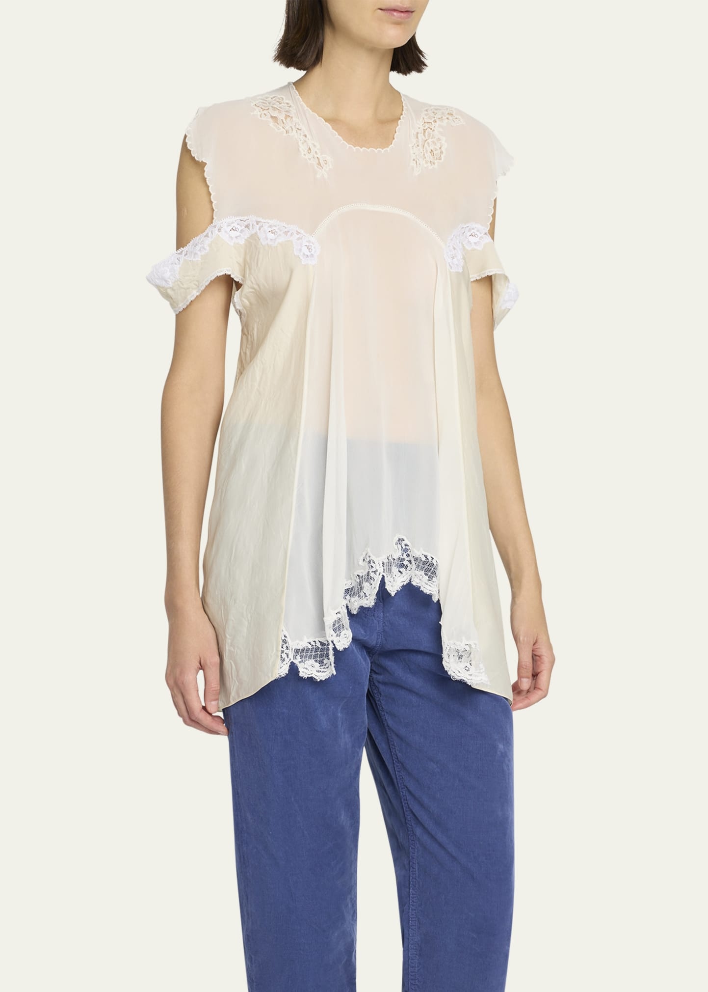 Desy Lace Cold-Shoulder Top - 4