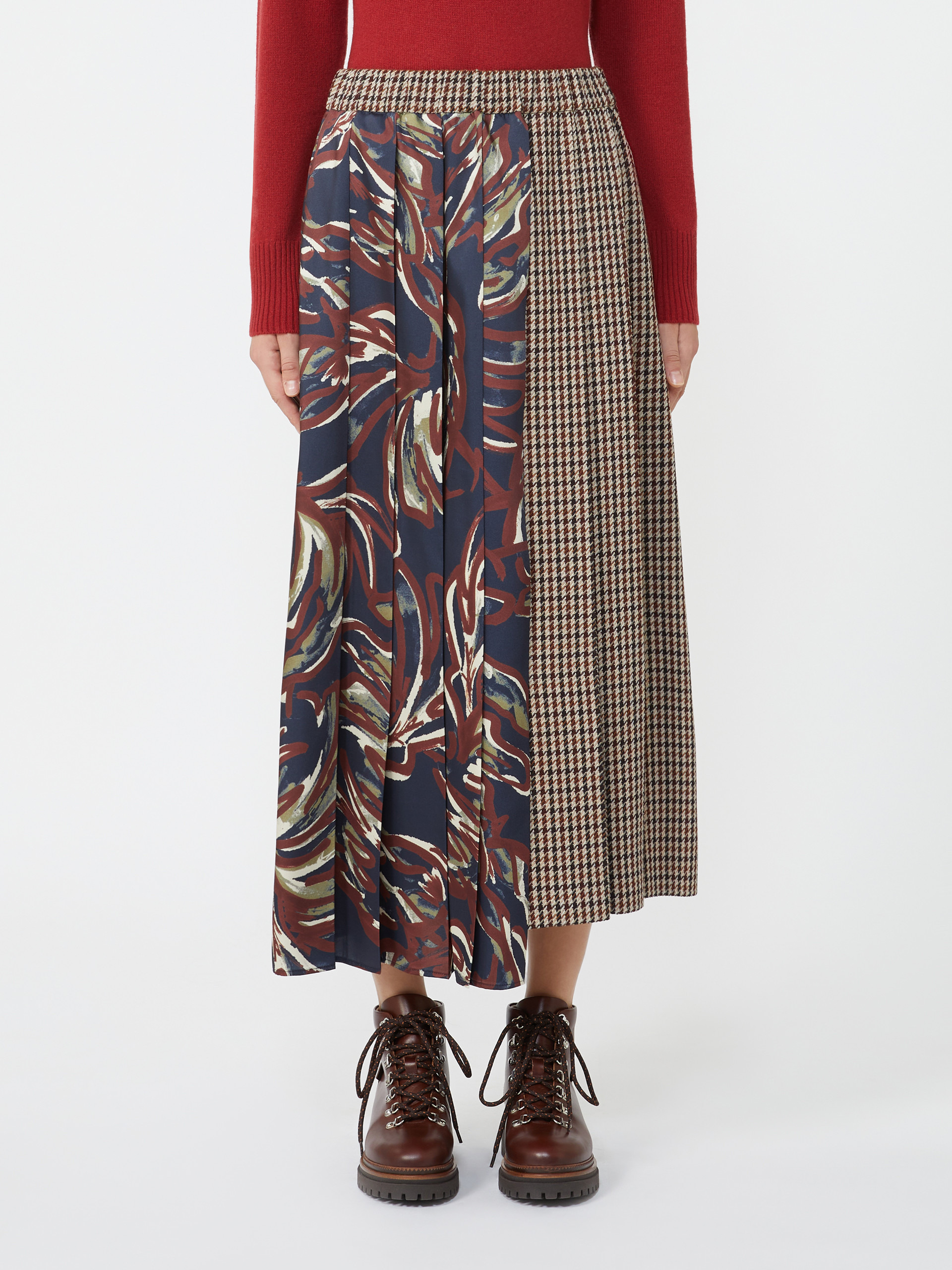 FANALE Pleated houndstooth wool skirt - 3