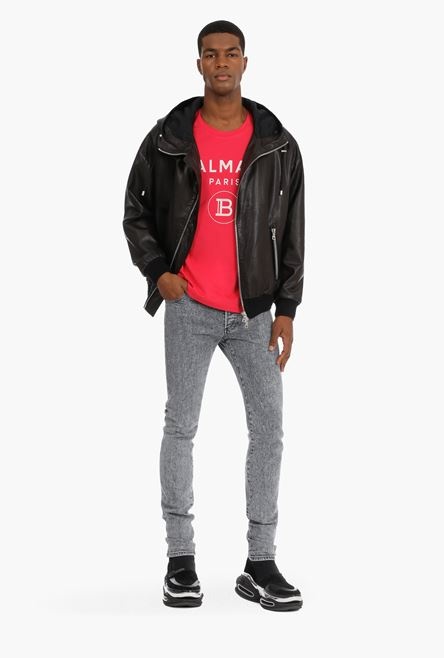 Slim gray cotton jeans with Balmain monogram - 2