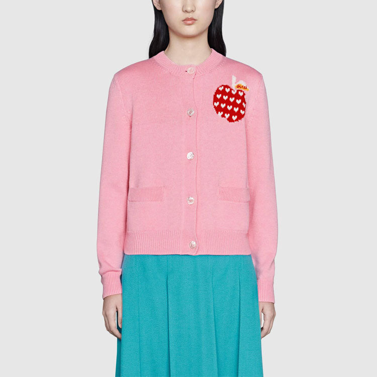 (WMNS) Gucci Les Pommes Cardigan 'Pink 664354-XKBYU-5943 - 3
