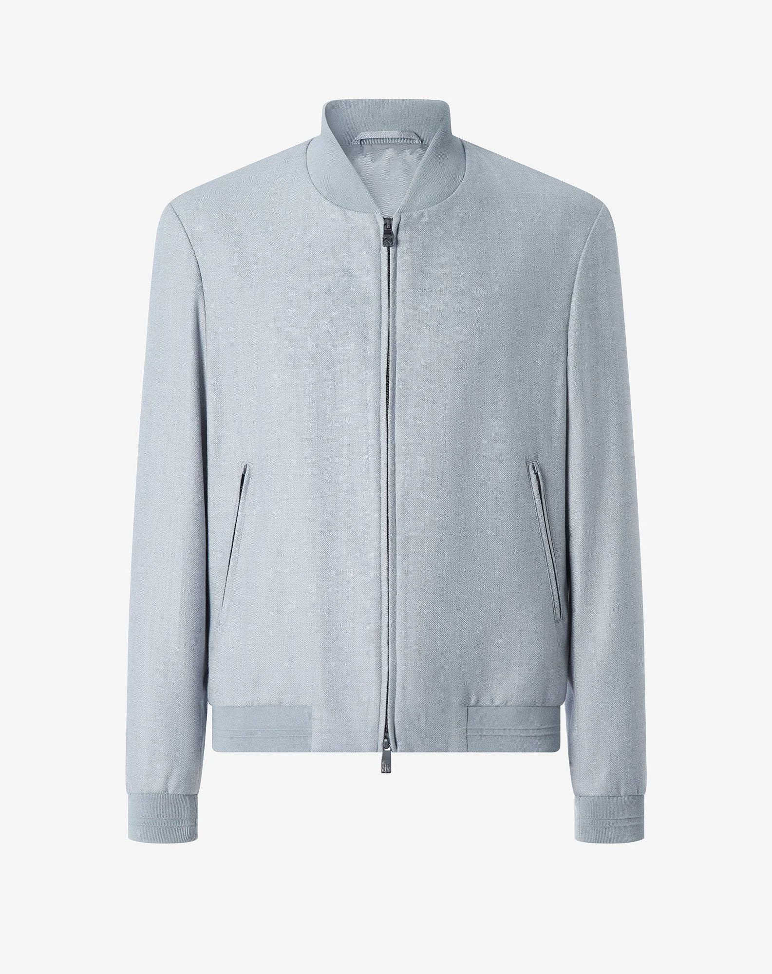 Grey patterned wool twill bomber jacket - 1