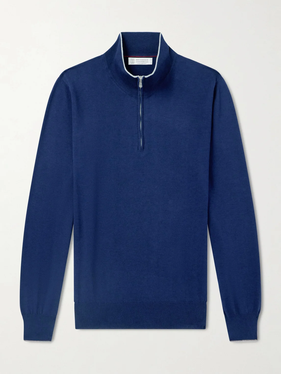 Cotton and Cashmere-Blend Half-Zip Sweater - 1
