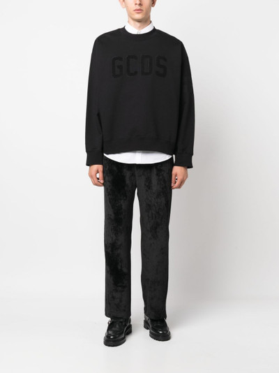 GCDS flocked-logo cotton sweatshirt outlook