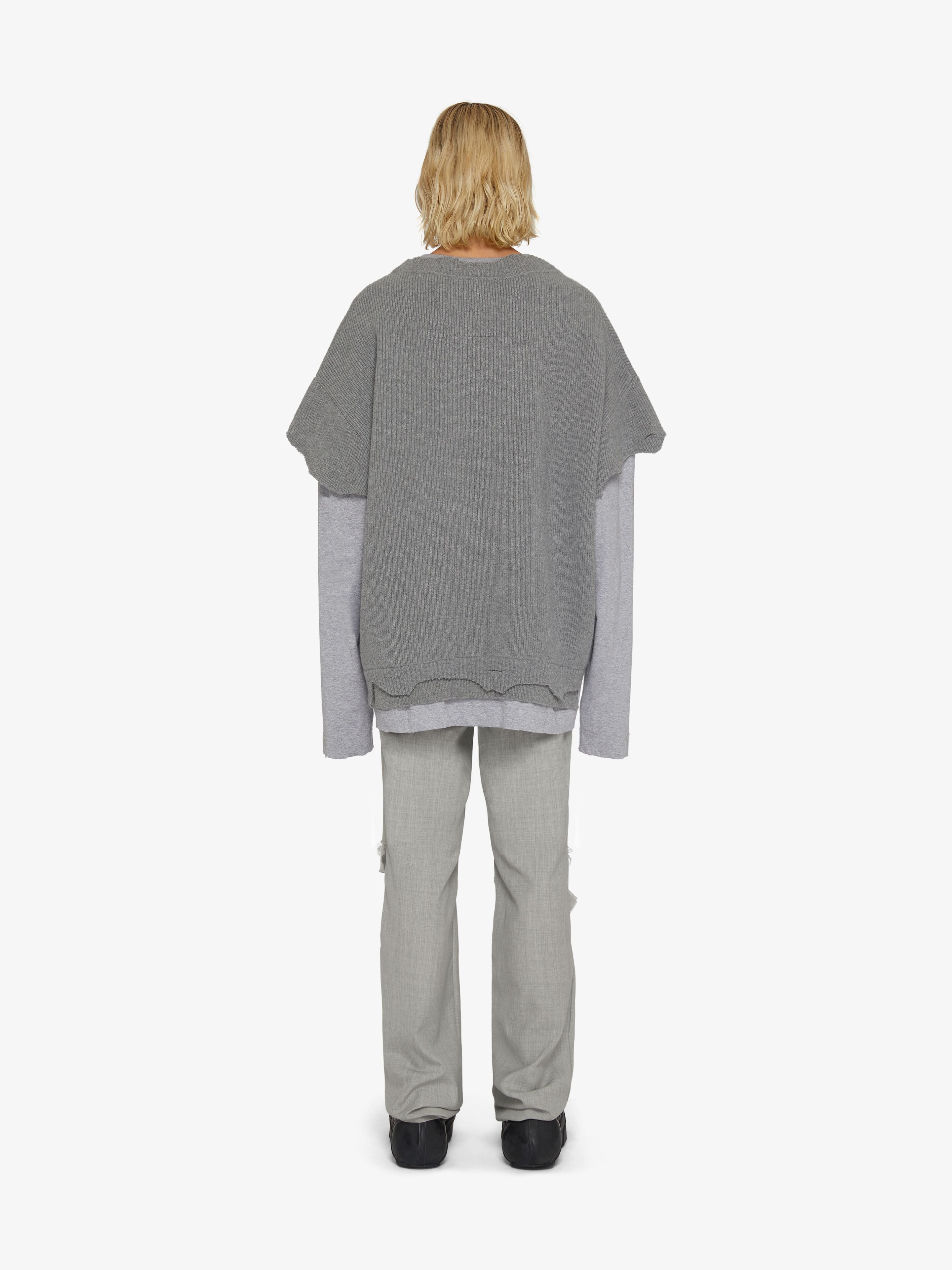 CUT & LAYER SWEATER IN WOOL AND COTTON - 4